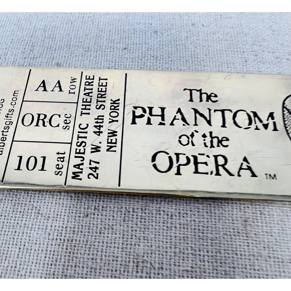 Vintage Phantom of the Opera Majestic Theatre Brass Ticket Keychain 1986 RUG